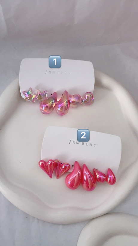 پک گوشواره قلب و اشکی و ستاره صورتی ترند استایل بهار ۱۴۰۴