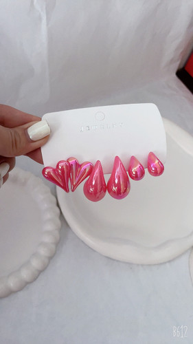 خرید اینترنتی پک کوشواره صورتی رنگ برای هدیه دخترانه