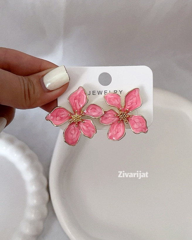 لیست قیمت گوشواره گل صورتی فشن ترند ۲۰۲۵