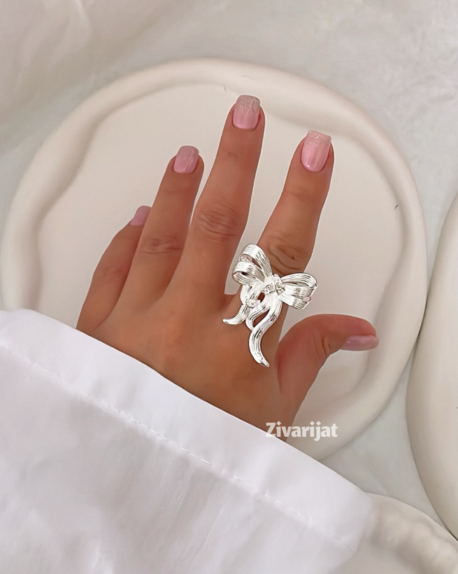 لیست قیمت انگشتر پاپیون آبکاری نقره رنگ ثابت