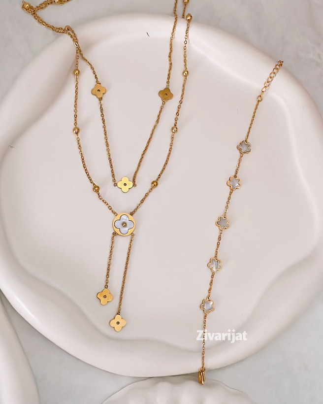 انواع گردنبند دوردیفه استیل مناسب لباس مجلسی و مهمونی