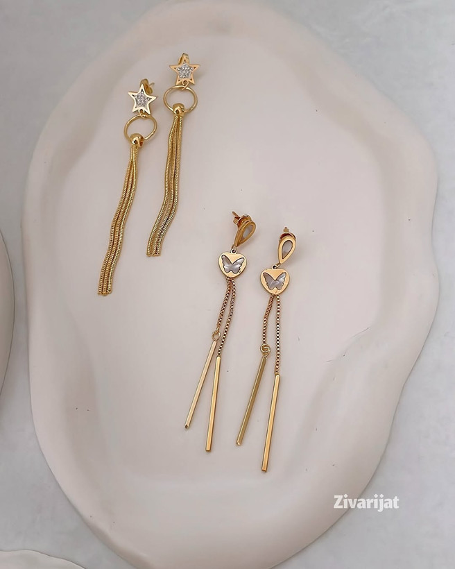 خرید انلاین گوشواره استیل مشابه طلا رنگ ثابت