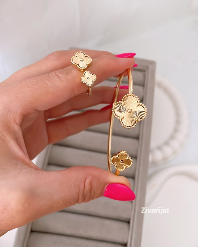 خرید اینترنتی ست بنگل و انگشتر ونکلیف رنگ ثابت شیراز