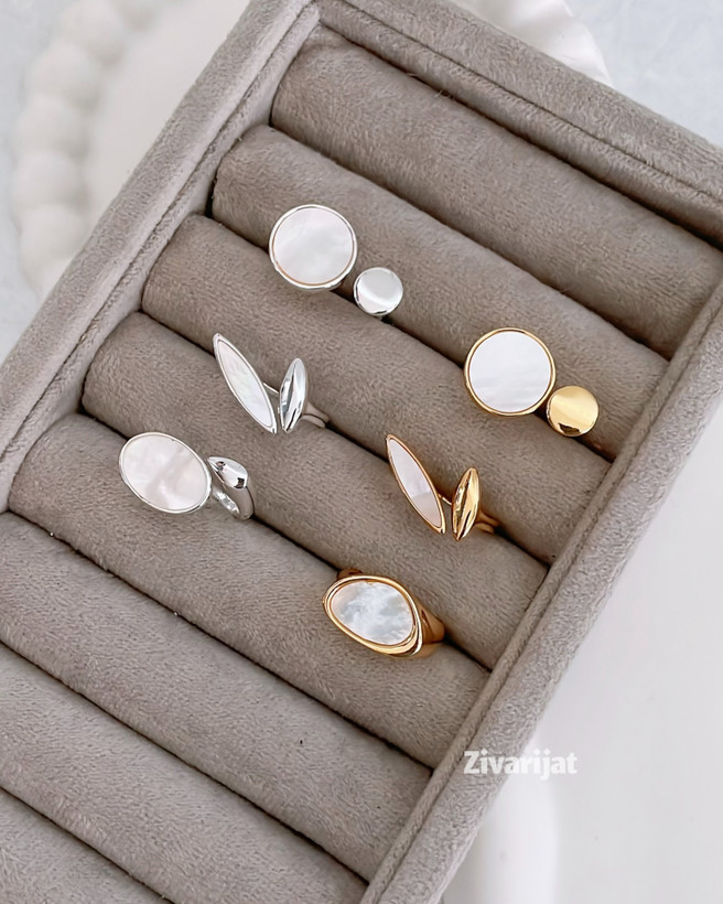 خرید انلاین انگشتر صدف آبکاری نقره ترند ۱۴۰۴