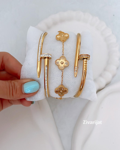 لیست قیمت انواع بنگل میخی و کارتیر زنانه استیل ترند ۲۰۲۵