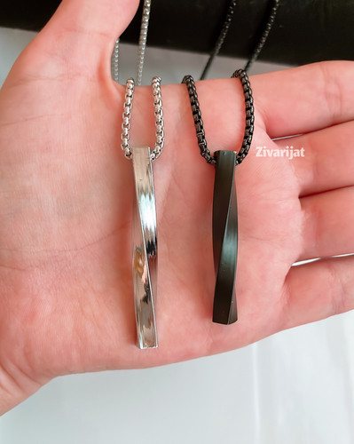 خرید و قیمت گردنبند مکعب پیچی استیل مردانه