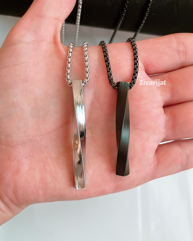 خرید و قیمت گردنبند مکعب پیچی استیل مردانه