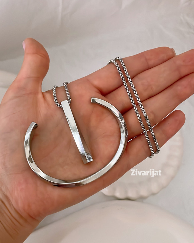 خرید و قیمت ست گردنبند و دستبند مردانه استیل شیراز ارسال فوری