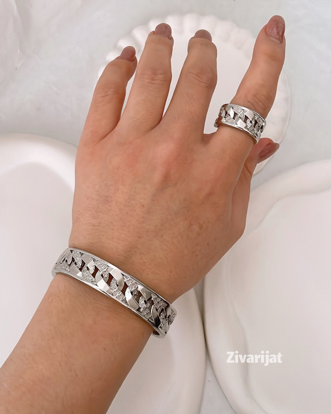 لیست قیمت ست بنگل و انگشتر زنانه مشابه طلا ترند ۱۴۰۵